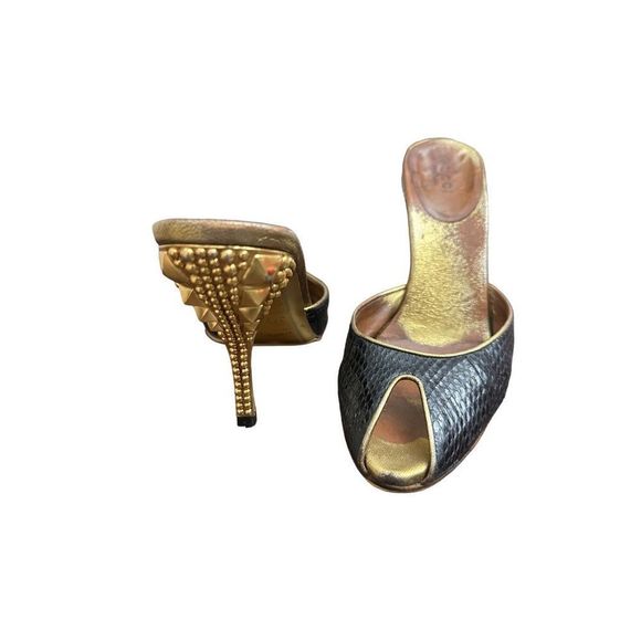 Gucci Tom Ford Leather Studded Mules Heels 341/2 C - Picture 7 of 10